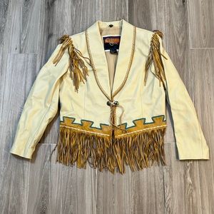 Cripple Creek Leather Beaded Western Jacket XL